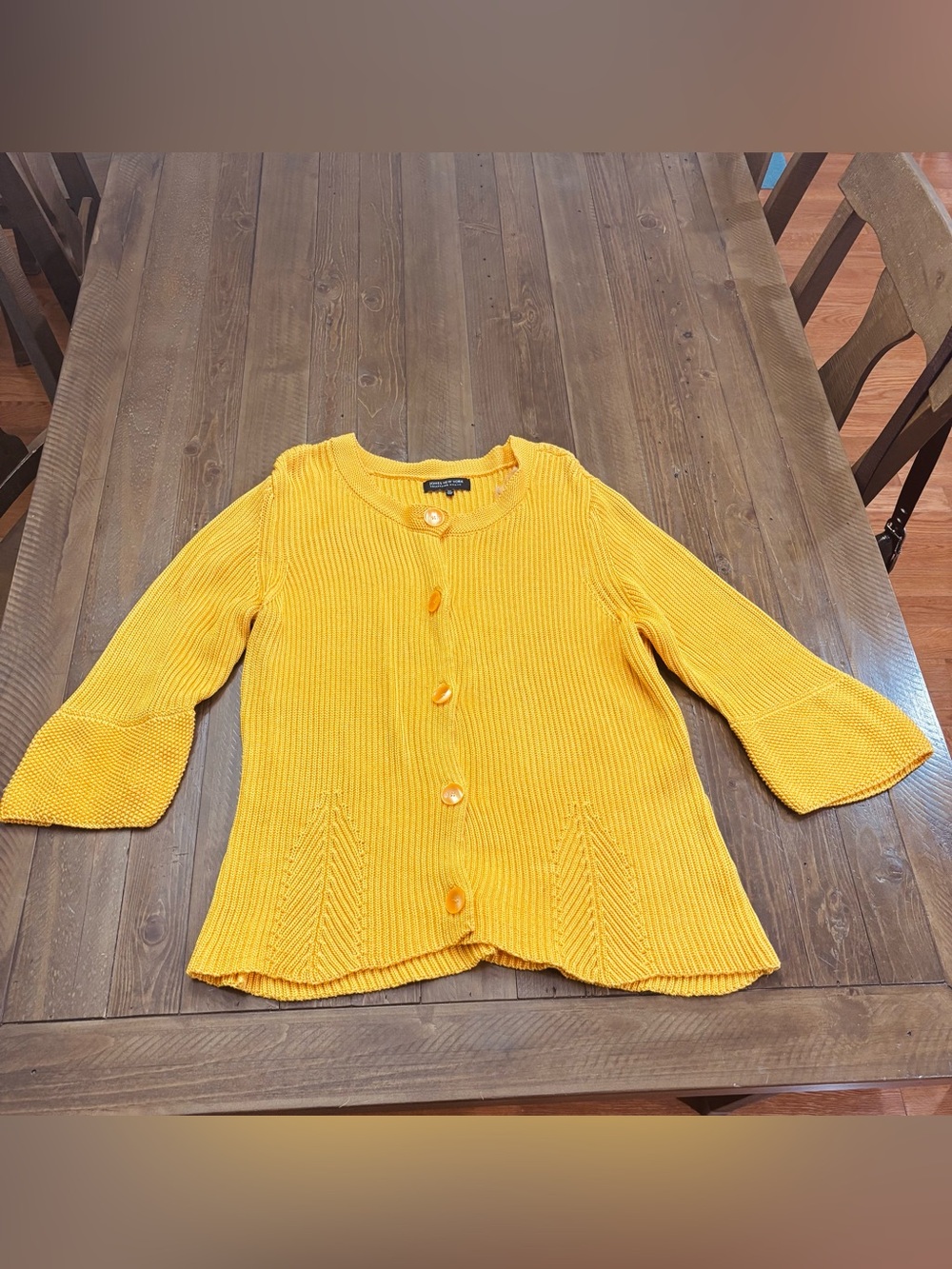 Jones New York Sunny Yellow Button-Front Knit Cardigan